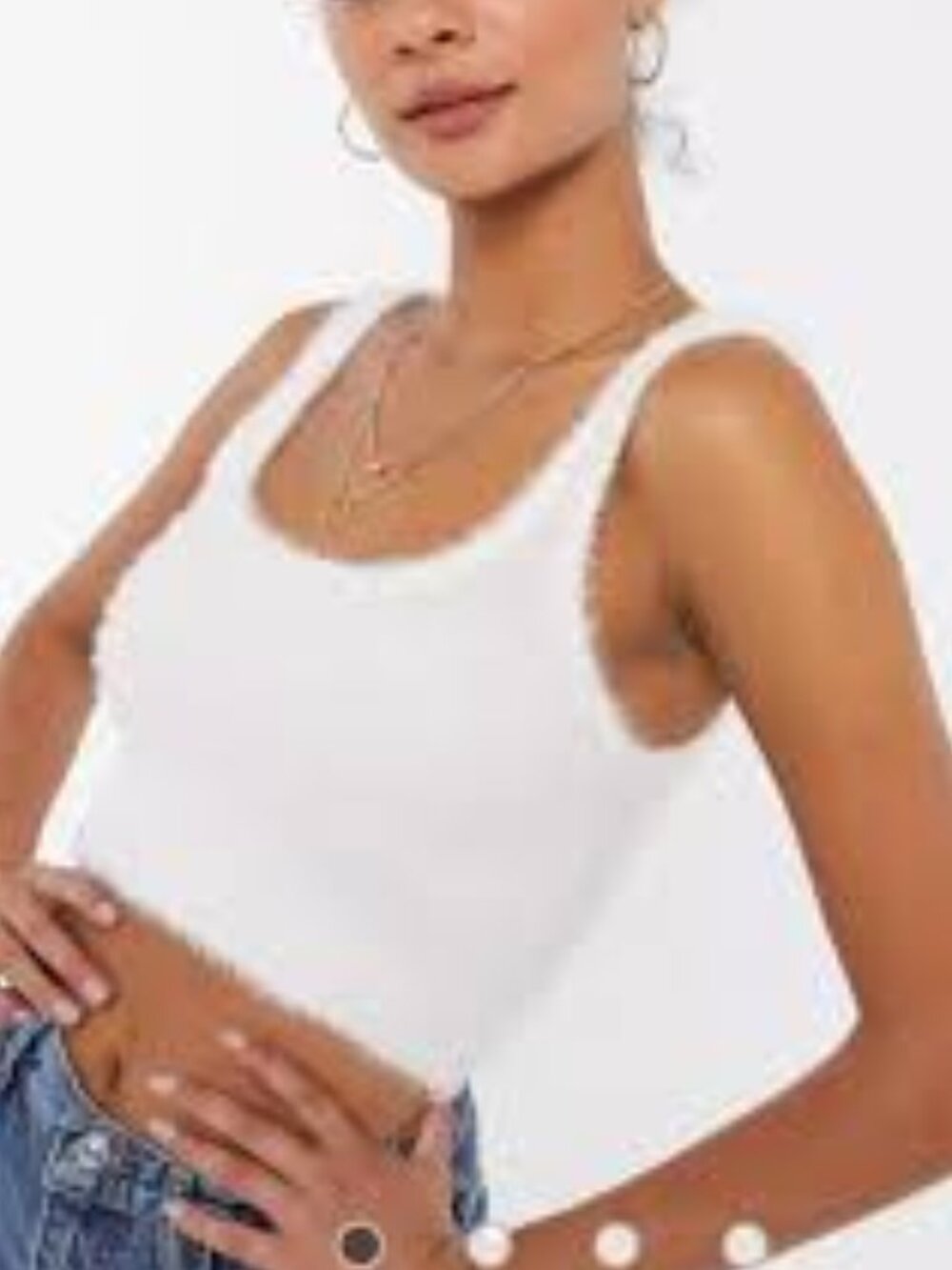 H&M White Fuzzy Soft Stretch Cropped Tank Top M